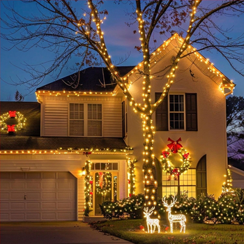 Saulės LED vėrinys lauke – 100 LED, 12V, IP44, 3200K, saulės energijos maitinimas