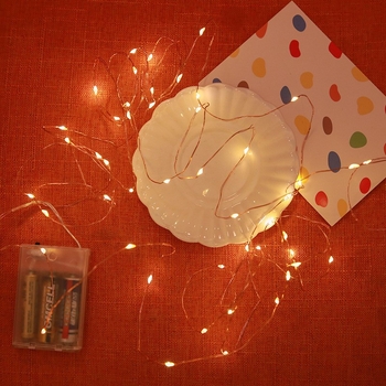 Vario vielos LED lemputė su baterijų dėžute, 100 LED, IP44, ilgis 1–20 m, 1750K šilta balta