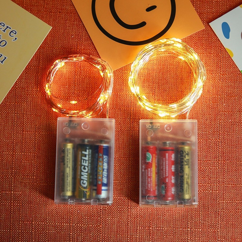 Vario vielos LED lemputė su baterijų dėžute, 100 LED, IP44, ilgis 1–20 m, 1750K šilta balta