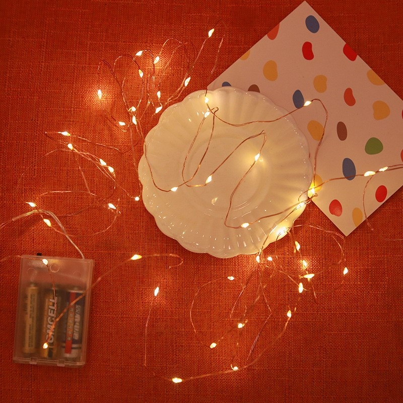 Vario vielos LED lemputė su baterijų dėžute, 100 LED, IP44, ilgis 1–20 m, 1750K šilta balta