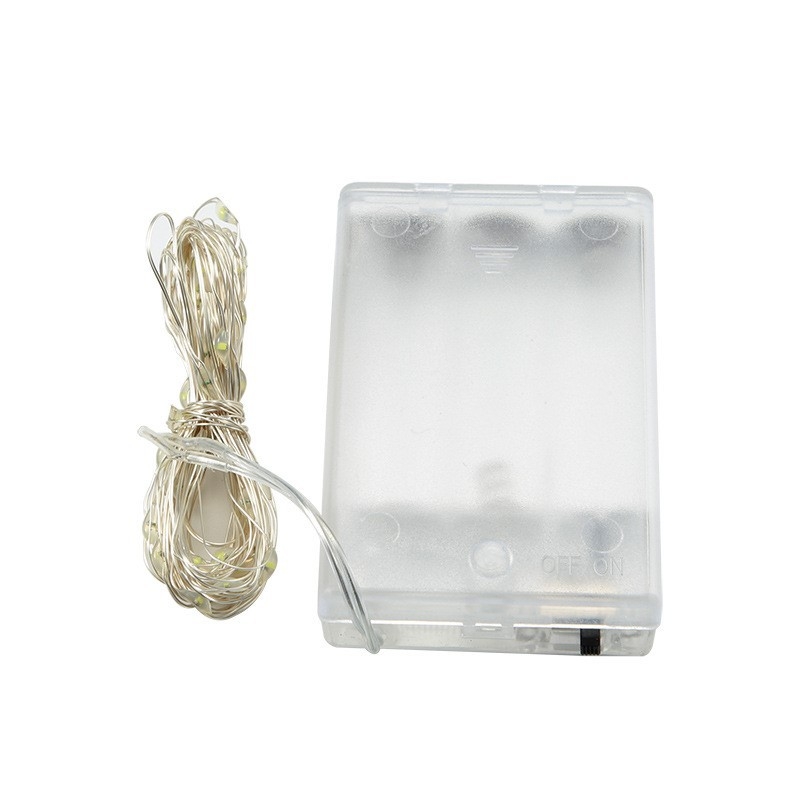 Vario vielos LED lemputė su baterijų dėžute, 100 LED, IP44, ilgis 1–20 m, 1750K šilta balta