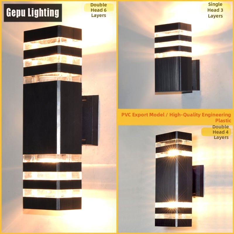 Lauko sieninis šviestuvas su viršutiniu ir apatine apšvietimu GP-PVC110 (220V, IP65, 2 LED, 3000K)