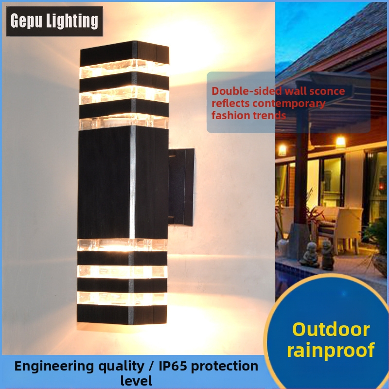 Външна стенна лампа за двор с двойно осветление GP-PVC110 (220V, IP65, 2 LED, 3000K)