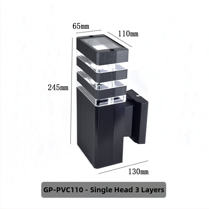 Lauko sieninis šviestuvas su viršutiniu ir apatine apšvietimu GP-PVC110 (220V, IP65, 2 LED, 3000K)