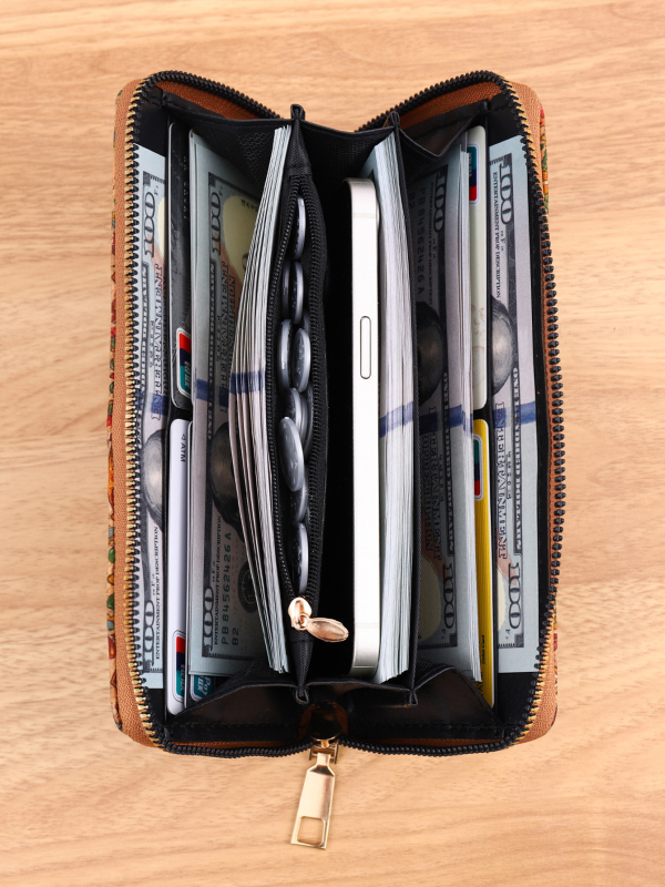 Πορτοφόλι PU με ριγέ μοτίβο και πολλαπλές θήκες καρτών — καθημερινή χρήση, αντί-κλοπή