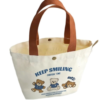 Torba od platna s motivom medvjeda, jednostavna ručna torba, s dnom i bez bočnih stranica, UV otisak logotipa, 65 g