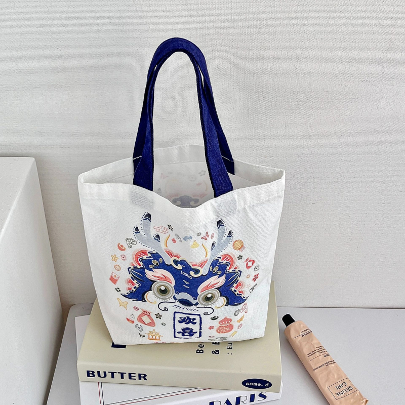 Torba od platna s motivom medvjeda, jednostavna ručna torba, s dnom i bez bočnih stranica, UV otisak logotipa, 65 g