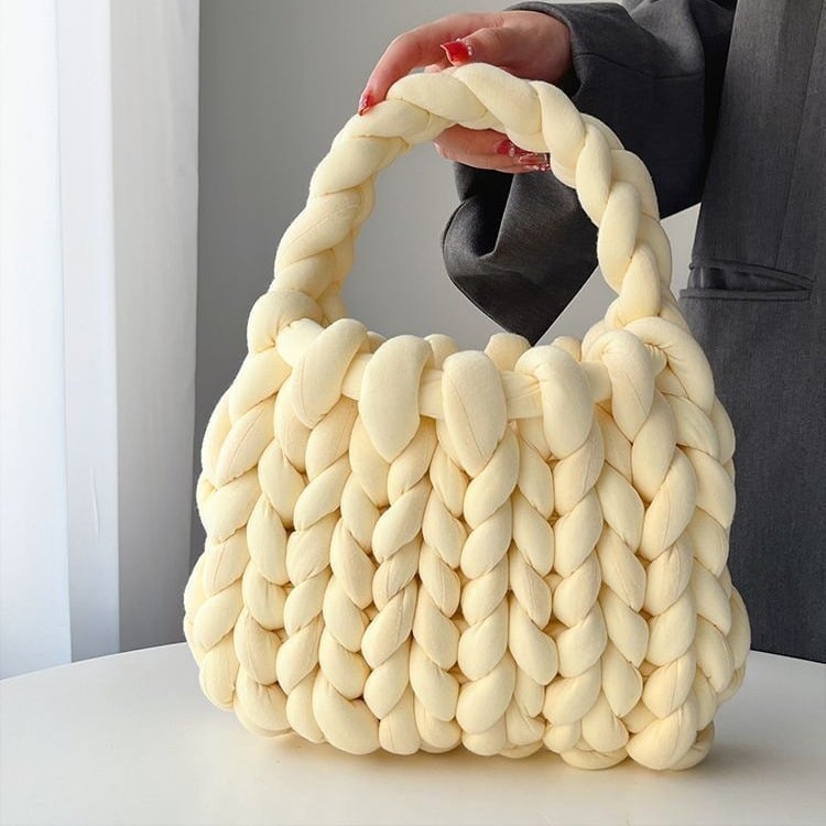 DIY készlet ultra vastag fonalból kézi kötéshez – koreai stílusú mini tote táska