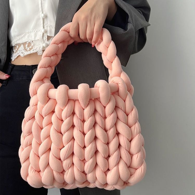 DIY készlet ultra vastag fonalból kézi kötéshez – koreai stílusú mini tote táska