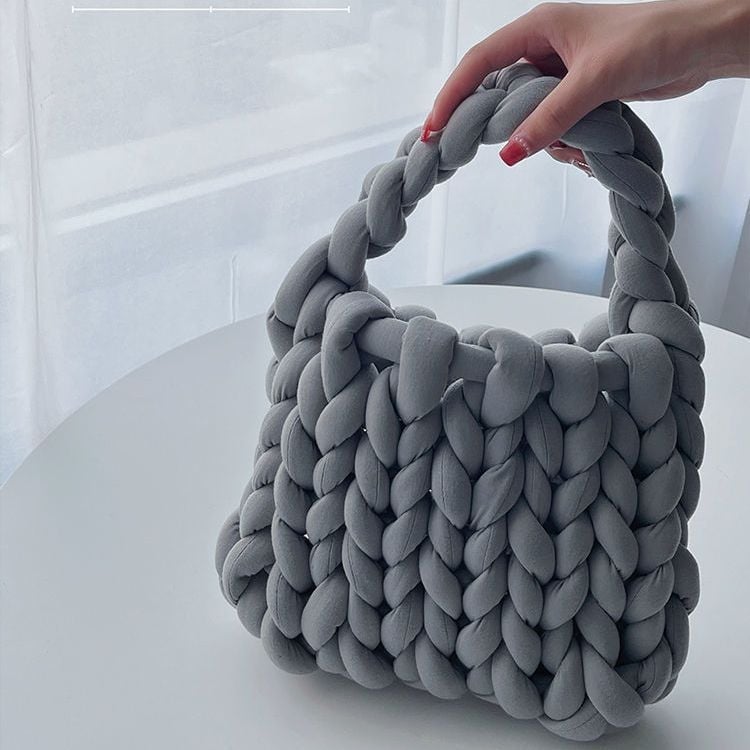 DIY készlet ultra vastag fonalból kézi kötéshez – koreai stílusú mini tote táska