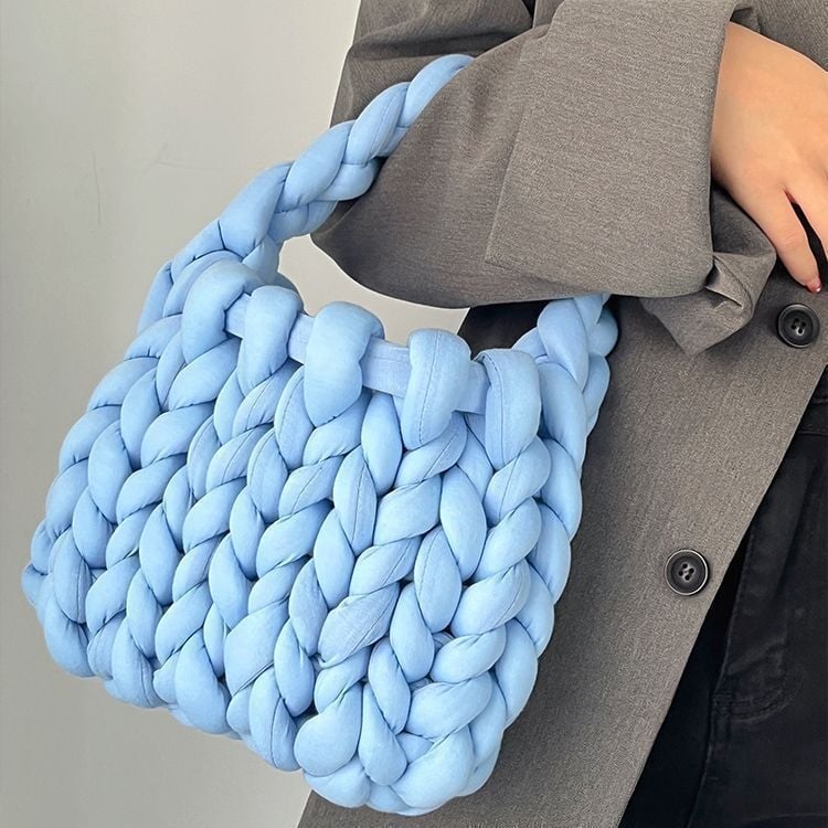 DIY készlet ultra vastag fonalból kézi kötéshez – koreai stílusú mini tote táska