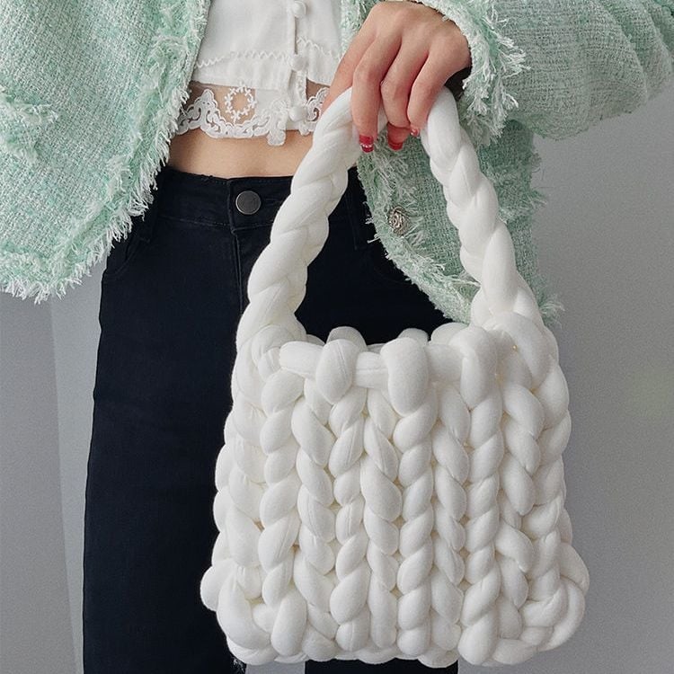 DIY készlet ultra vastag fonalból kézi kötéshez – koreai stílusú mini tote táska