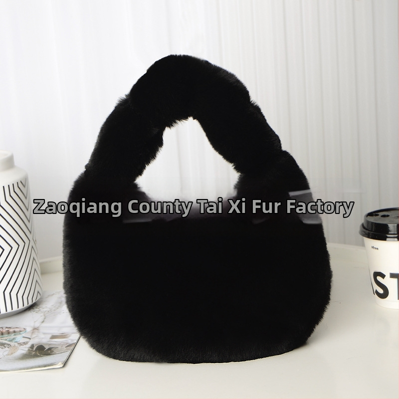 Τσάντα plush σε σχήμα dumpling, αστικός μινιμαλιστικός σχεδιασμός, φερμουάρ ανοίγματος, επένδυση από συνθετικό δέρμα, καθημερινή χρήση