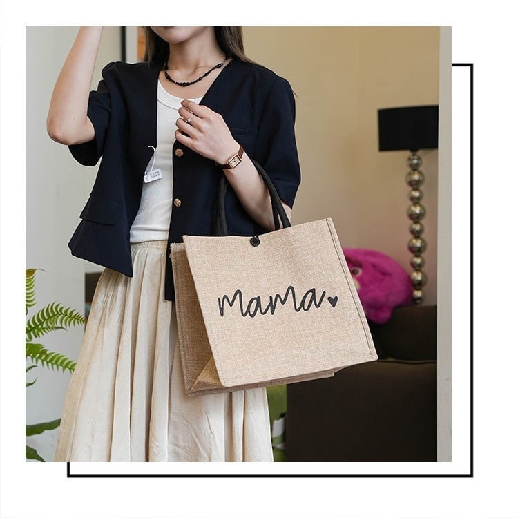 Moteriška lino ir medvilnės tote krepšys, didelės talpos, horizontalaus stačiakampio formos, užtrauktukas, vidinė kišenė telefonui ir kišenė su užtrauktuku, poliesterio pamušalas