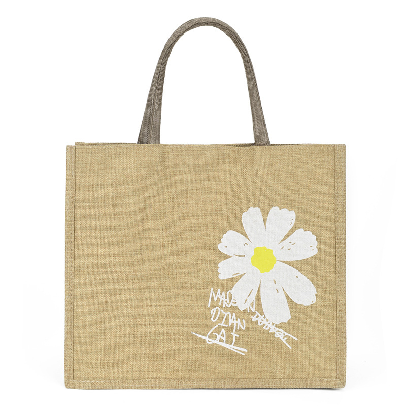 Moteriška lino ir medvilnės tote krepšys, didelės talpos, horizontalaus stačiakampio formos, užtrauktukas, vidinė kišenė telefonui ir kišenė su užtrauktuku, poliesterio pamušalas