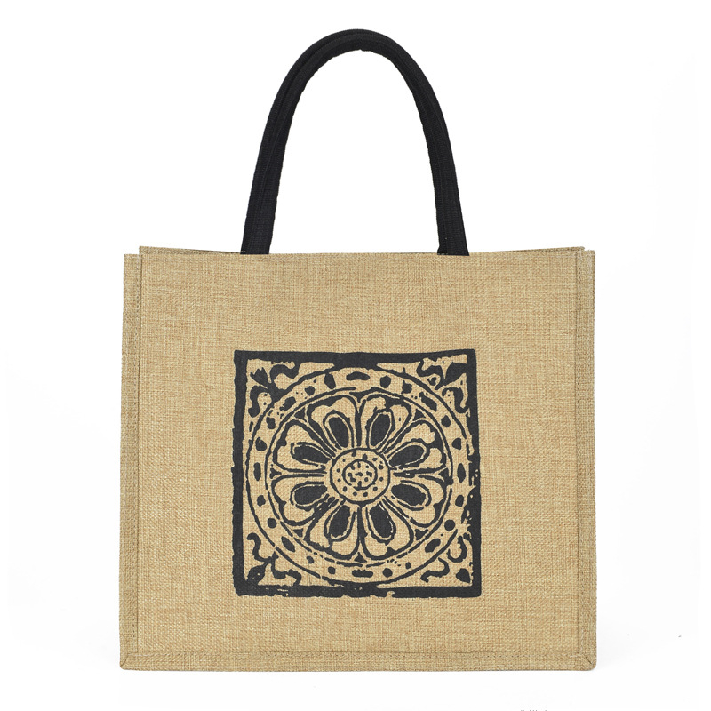 Moteriška lino ir medvilnės tote krepšys, didelės talpos, horizontalaus stačiakampio formos, užtrauktukas, vidinė kišenė telefonui ir kišenė su užtrauktuku, poliesterio pamušalas