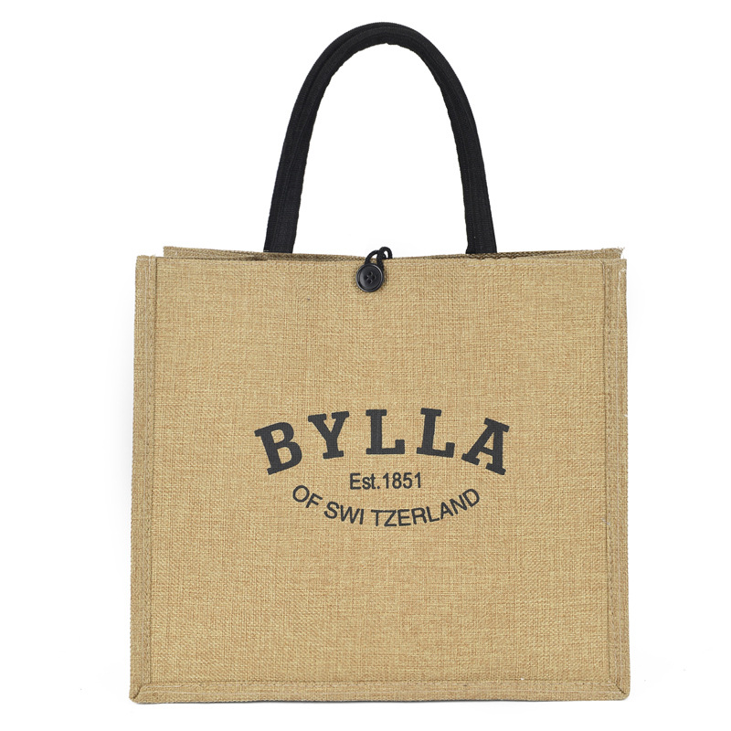 Moteriška lino ir medvilnės tote krepšys, didelės talpos, horizontalaus stačiakampio formos, užtrauktukas, vidinė kišenė telefonui ir kišenė su užtrauktuku, poliesterio pamušalas