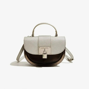 PVC Saddle stílusú női táska, ovális forma, zár, belső zseb mobiltelefon számára