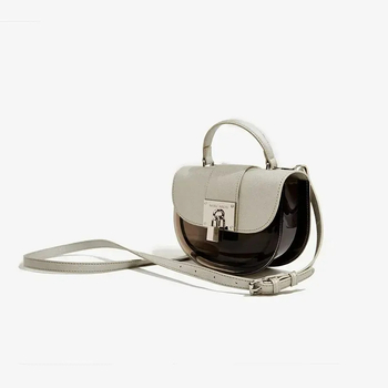 Τσάντα PVC σε Saddle στιλ, οβάλ σχήματος, κλείσιμο με λουκέτο, εσωτερική θήκη για κινητό