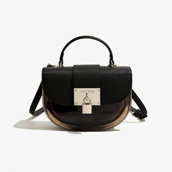 Τσάντα PVC σε Saddle στιλ, οβάλ σχήματος, κλείσιμο με λουκέτο, εσωτερική θήκη για κινητό