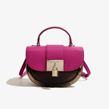 Τσάντα PVC σε Saddle στιλ, οβάλ σχήματος, κλείσιμο με λουκέτο, εσωτερική θήκη για κινητό