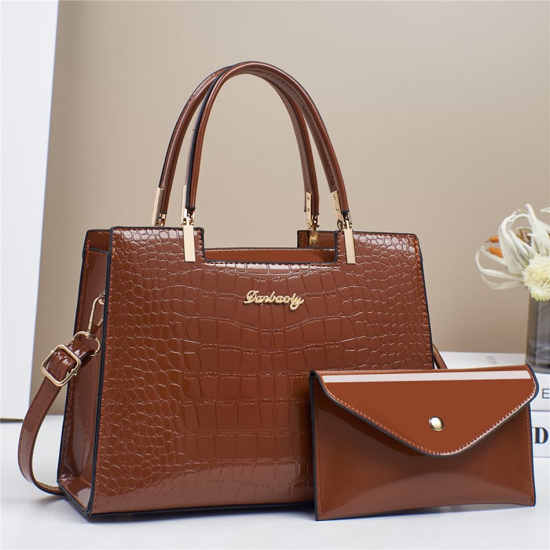 Geantă PU pentru mamă și copil, formă orizontală dreptunghiulară, fermoar, buzunar interior cu compartiment tip sandwich