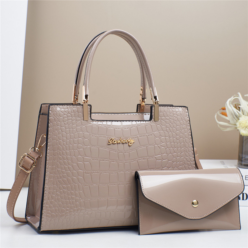 Geantă PU pentru mamă și copil, formă orizontală dreptunghiulară, fermoar, buzunar interior cu compartiment tip sandwich