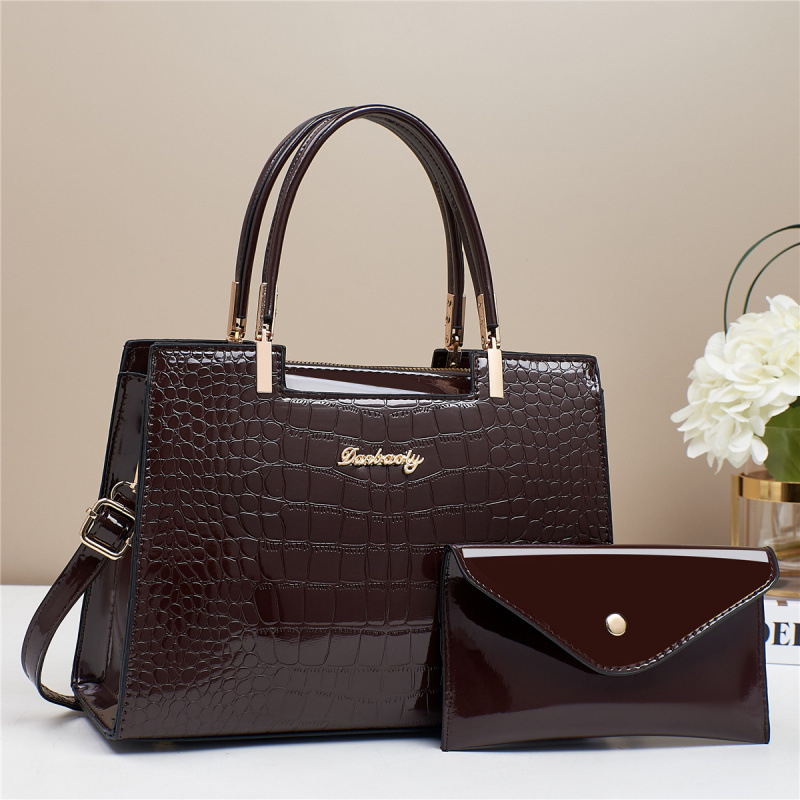 Geantă PU pentru mamă și copil, formă orizontală dreptunghiulară, fermoar, buzunar interior cu compartiment tip sandwich