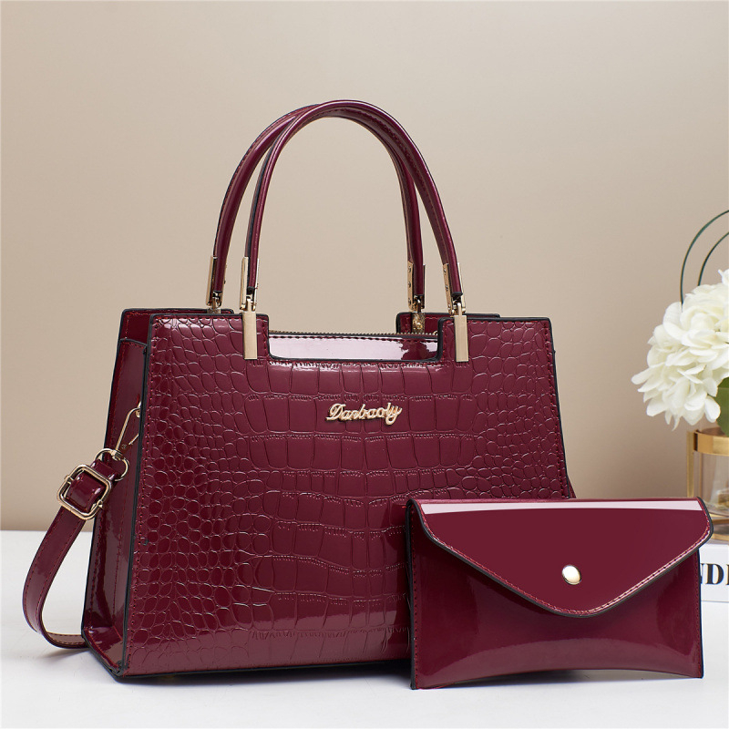 Geantă PU pentru mamă și copil, formă orizontală dreptunghiulară, fermoar, buzunar interior cu compartiment tip sandwich