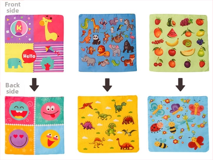 Montessori medžiaginė kūdikio žaislas pirštų treniravimui ir sensorinei plėtrai, 0–3 m.; Prekės ženklas Qing and; Pakuotė: maišelyje; Medžiaga: audinys; Įgūdžiai: rankų-akies koordinacija, sensoriniai pojūčiai, emocijos, tėvų ir vaiko bendravimas