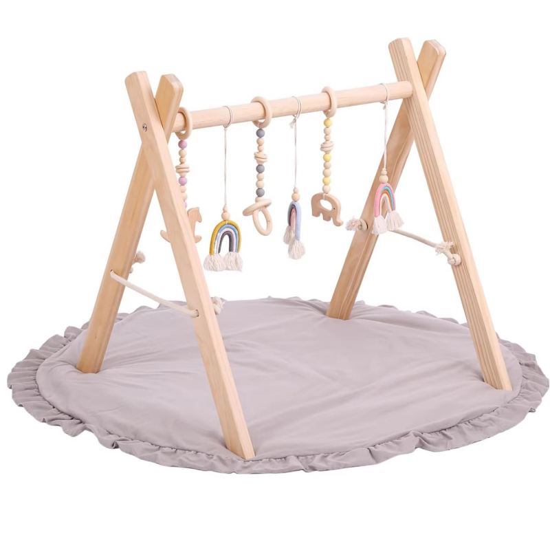 Beiduome Drveni bebi fitness stalak – nordičkog stila, interaktivna igračka za dojenčad 0–3 godine