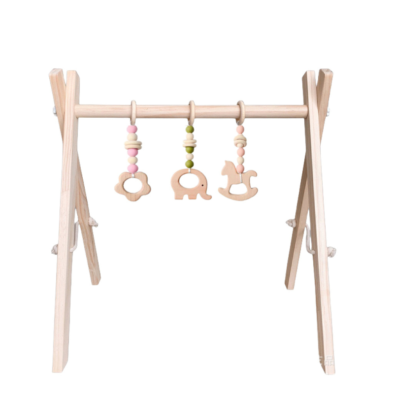 Beiduome Drveni bebi fitness stalak – nordičkog stila, interaktivna igračka za dojenčad 0–3 godine