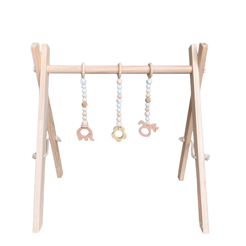 Beiduome Drveni bebi fitness stalak – nordičkog stila, interaktivna igračka za dojenčad 0–3 godine