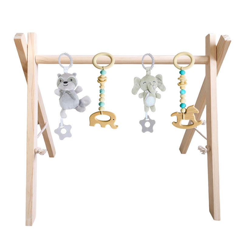 Beiduome Drveni bebi fitness stalak – nordičkog stila, interaktivna igračka za dojenčad 0–3 godine