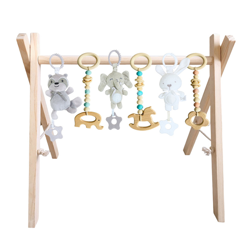 Beiduome Drveni bebi fitness stalak – nordičkog stila, interaktivna igračka za dojenčad 0–3 godine
