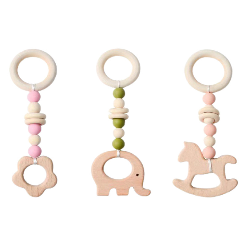 Beiduome Drveni bebi fitness stalak – nordičkog stila, interaktivna igračka za dojenčad 0–3 godine