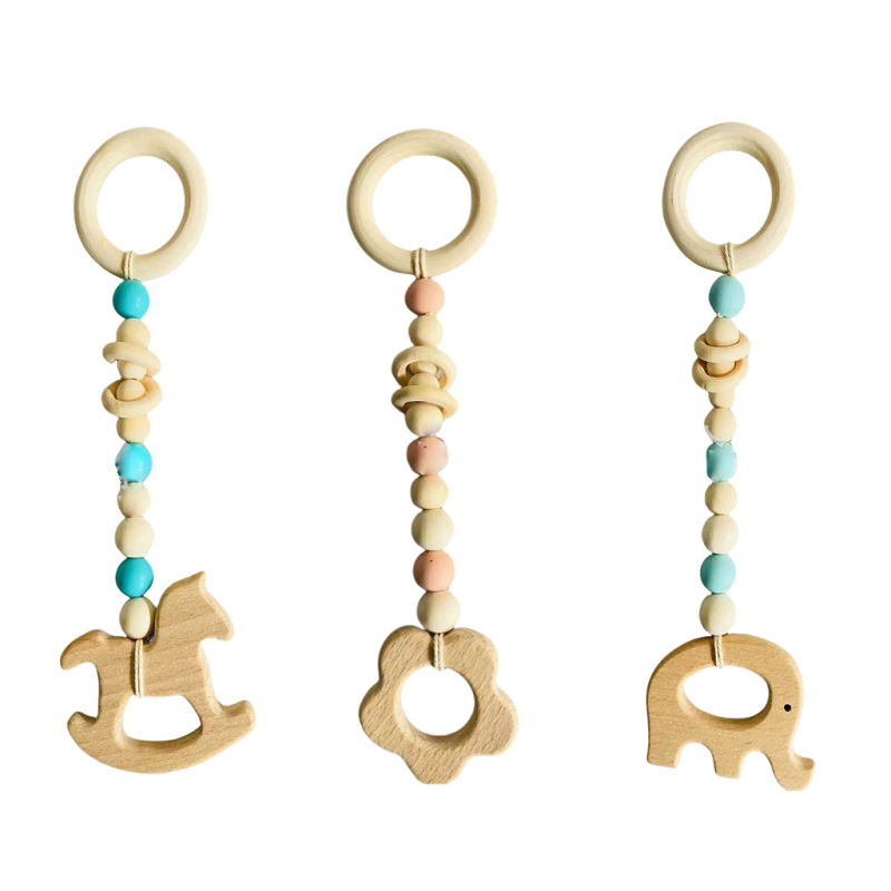 Beiduome Drveni bebi fitness stalak – nordičkog stila, interaktivna igračka za dojenčad 0–3 godine