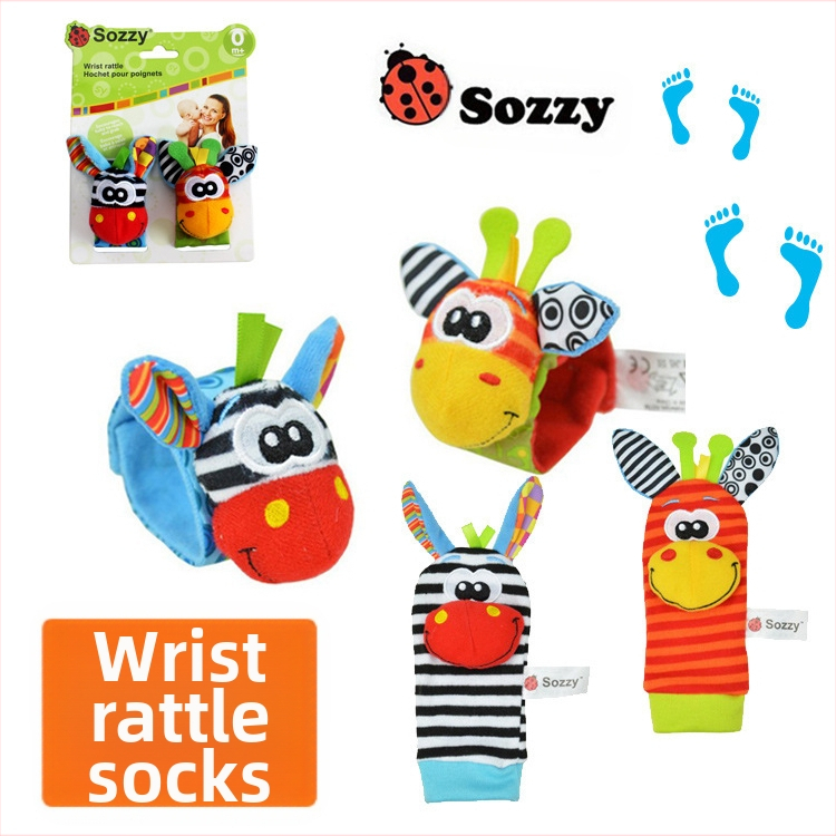 Плюшена бебешка дрънкалка за китка с камбанка, животински форми, ранно развитие (Подходящо за 0–3 години; Материал: плюш; Категория 3C: плюшени играчки до 14 години)