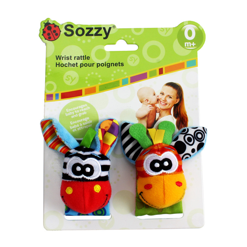 Plušinis kūdikio žaislas su riešo varpele, gyvūnų formos, ankstyvasis ugdymas (Tinkamas 0–3 metų amžiui; Medžiaga: pliušas; 3C kategorija: pliušiniai žaislai iki 14 metų)