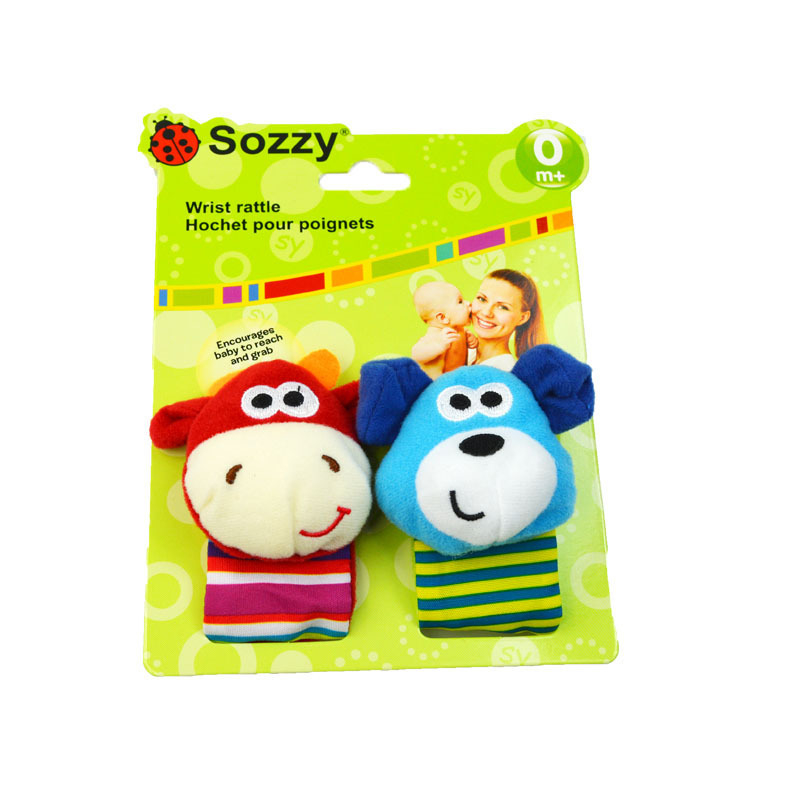 Plušinis kūdikio žaislas su riešo varpele, gyvūnų formos, ankstyvasis ugdymas (Tinkamas 0–3 metų amžiui; Medžiaga: pliušas; 3C kategorija: pliušiniai žaislai iki 14 metų)