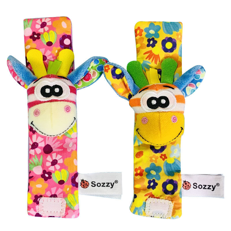 Plušinis kūdikio žaislas su riešo varpele, gyvūnų formos, ankstyvasis ugdymas (Tinkamas 0–3 metų amžiui; Medžiaga: pliušas; 3C kategorija: pliušiniai žaislai iki 14 metų)