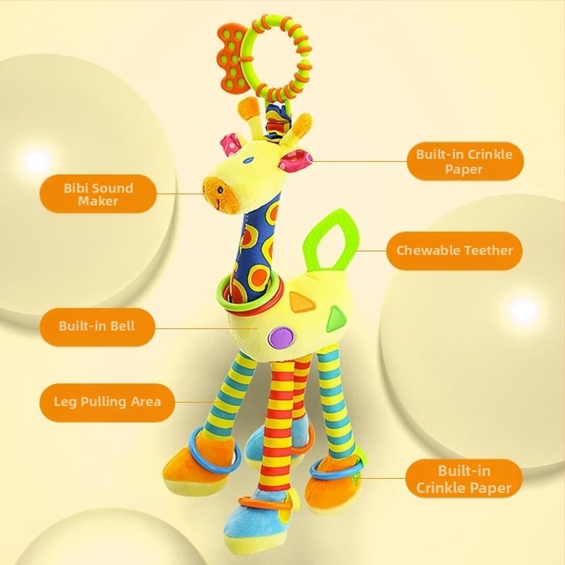 Kūdikių vežimėlio pakabukas žaislas su pūkuota lėlyte, zvoneliu — 1 vnt., be amžiaus apribojimų, kitų gebėjimų plėtra, anime paveikslėlis prieinamas, vaizdo įrašų vadovas prieinamas