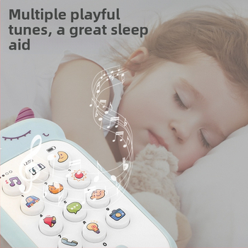 Švietimo pasakojimų mašina su simuliuotu mobiliuoju telefonu kūdikiams ir mažiems vaikams — Elektrinė, įkraunama, muzika ir balsinimas, emocinė sąveika, tėvų ir vaikų žaidimai