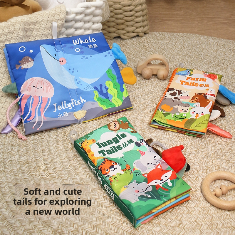 EHANBAOBI Платнена детска образователна книга за 0–3 години, издръжлива срещу разкъсване и безопасна за дъвчене, със 3D елементи