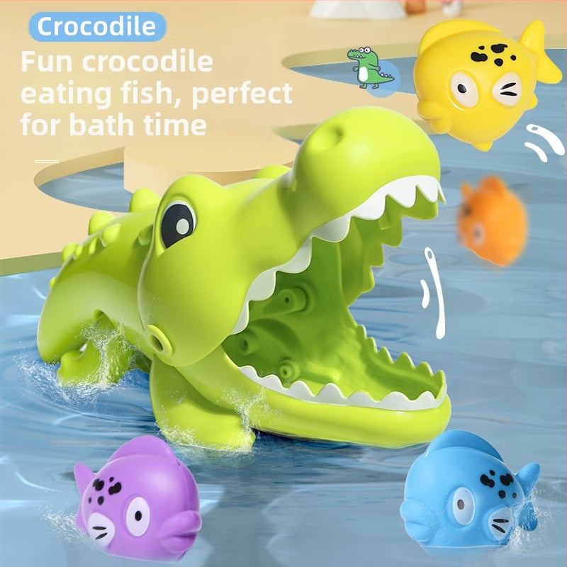 Παιχνίδι μπάνιου: κροκόδειλος που τρώει μικρά ψάρια, κατασκευασμένο από πλαστικό, για παιδιά 4–6 ετών, μάρκα Cute Beibei