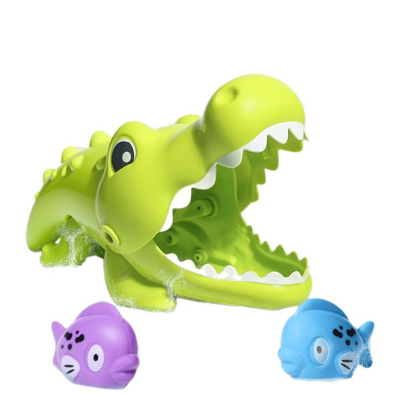 Παιχνίδι μπάνιου: κροκόδειλος που τρώει μικρά ψάρια, κατασκευασμένο από πλαστικό, για παιδιά 4–6 ετών, μάρκα Cute Beibei