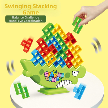 Επιτραπέζιο σετ εξισορρόπησης με μπλοκ σε στυλ Tetris για οικογενειακό παιχνίδι γονέα-παιδιού, από ABS πλαστικό, μη ηλεκτρικό, πολυλειτουργικό, κατάλληλο για ηλικίες 4–6 ετών