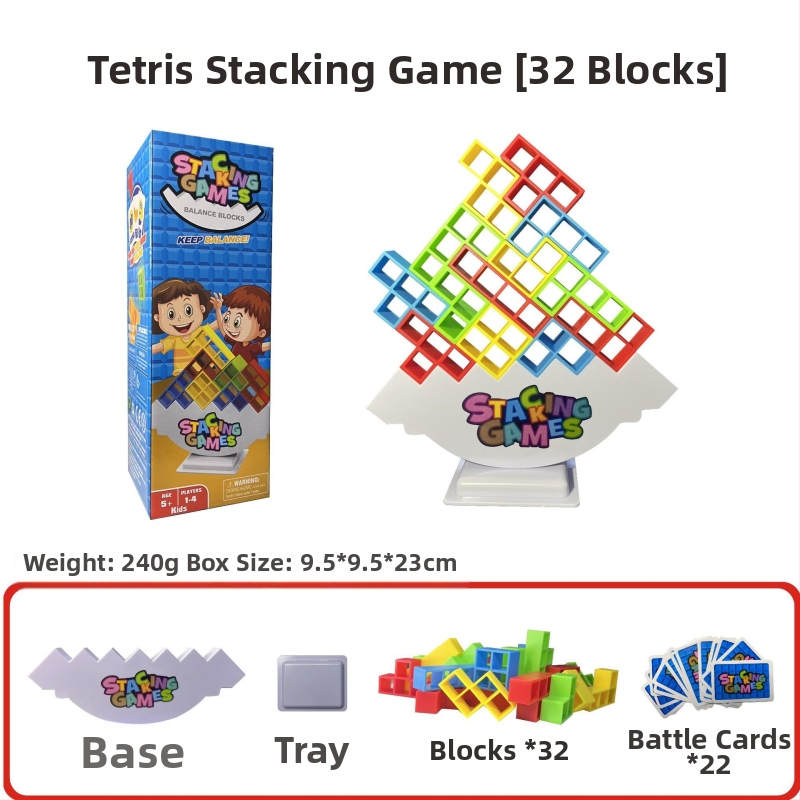 Dječja uravnotežena građevinska igra s blokovima u stilu Tetris za stolnu igru, roditelj-dijete interakcija, ABS plastika, bez električne energije, višenamjenska, za djecu 4–6 godina