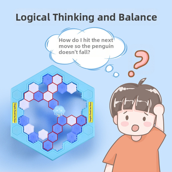 Διαδραστικό παιχνίδι για παιδιά: Διάσωση πιγκουίνου και θραύση πάγου — πλαστικό, ενδοοικιακό, αναπτύσσει οπτικά/νοητικά δεξιότητες και συντονισμό χεριού-μάτιού, επικοινωνία γονέων-παιδιών; για ηλικίες 4–6, 7–14, 15–35.