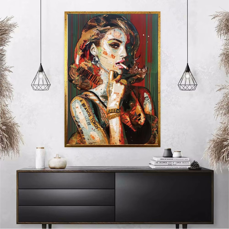 Pictură decorativă pe pânză fără ramă, inkjet imprimare pe pânză, stil modern minimalist, potrivită pentru living, dormitor și baie